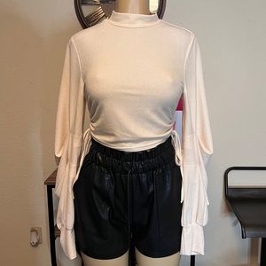 High Waisted Faux Leather Shorts (and Shein crop top)